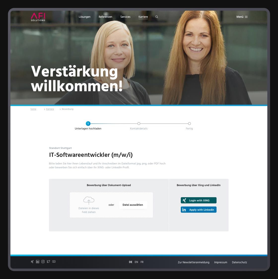  Referenz - AFI Solutions - Karriere Website